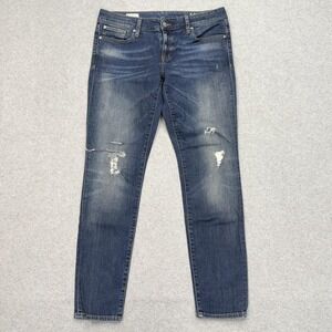 Gap Jeans Womens 12R (33x30) Blue Always Skinny Medium Wash Distressed Stretch